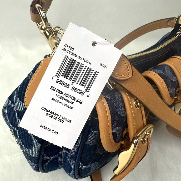 Coach Ashton Shoulder Crossbody Bag in Signature Denim Gold/Denim Natural CY700 - Picture 7 of 13